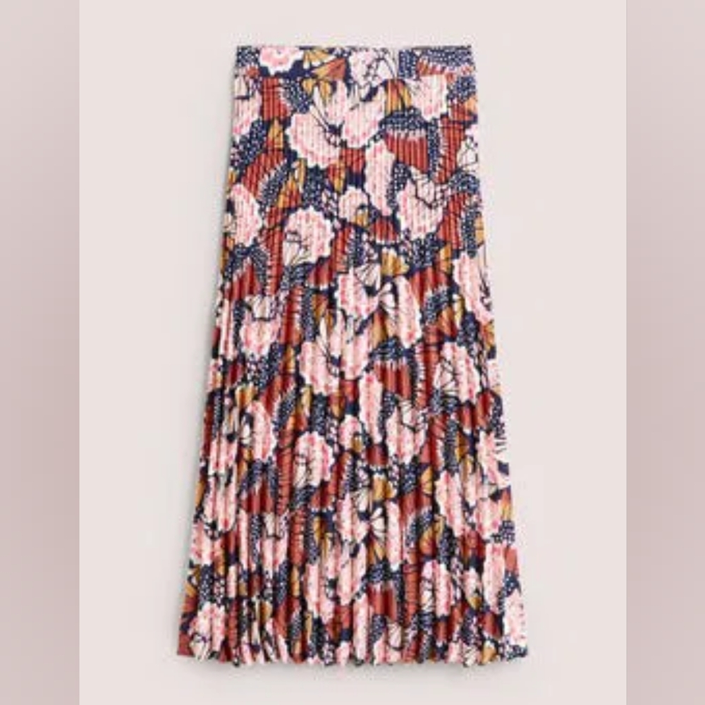 Boden Pleated Floral Midi Skirt Size 16/18 - Picture 8 of 11